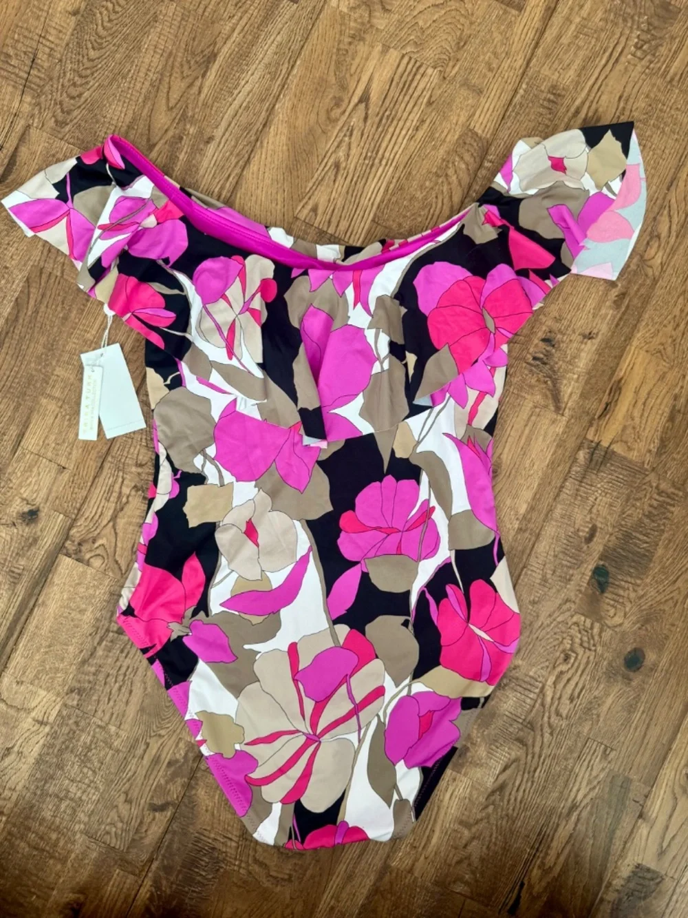 NWT Trina Turk Lynx Gemini Off Shoulder‎ One Piece Swimsuit Size 10 7